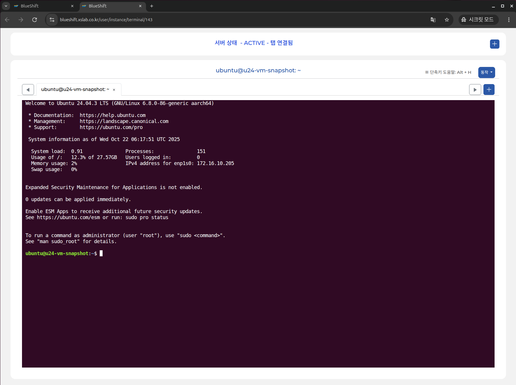 스냅샷 기반 인스턴스 생성 확인 2
